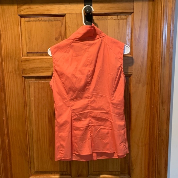 Lafayette 148 New York Ruffle Collar Sleeveless Blouse in Orange Size 4 - Picture 3 of 4